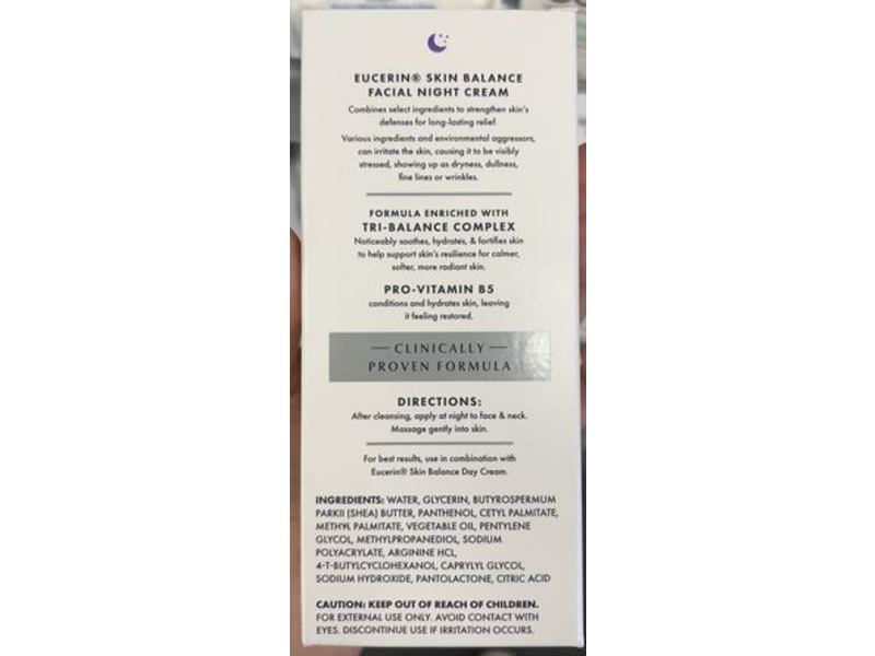 Eucerin Face Skin Balance Facial Night Cream, 1.7 oz/48 g