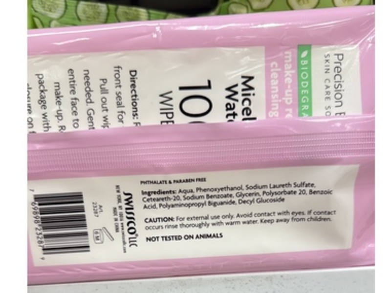 Precision Beauty Make-Up Removing Cleansing Micellar Water Wipes, 100 Count