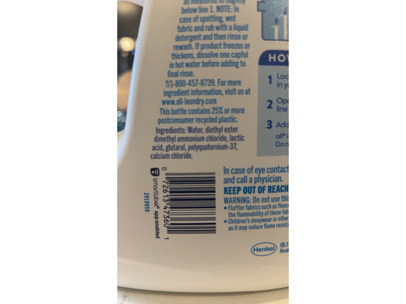 All Fabric Softener, Free & Clear, 117 Loads, 94 fl oz/2.78 L