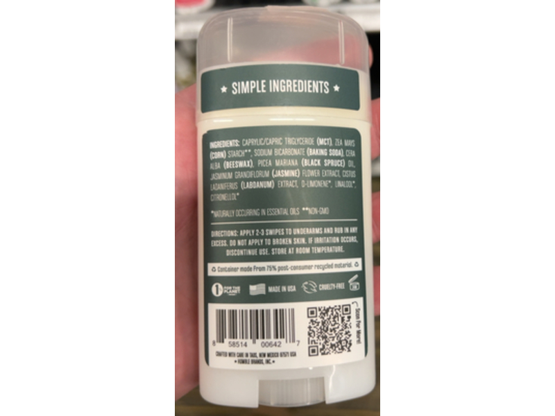 Humble Nothing Bad Deodorant, Black Spruce, 2.5 oz/70 g