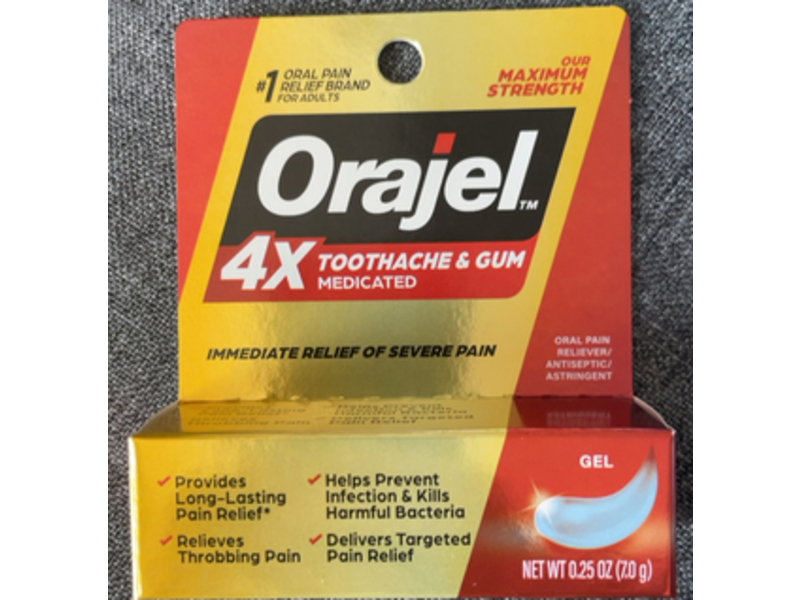 Orajel 4x Toothache & Gum Medicated Gel, 0.25 oz/7 g