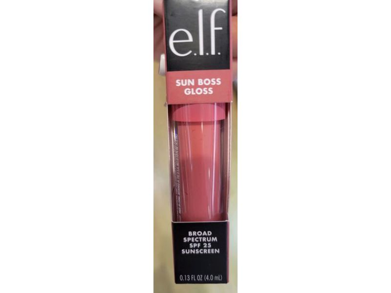 e.l.f. Sun Boss Lip Gloss Sunscreen, SPF 25, Blush Much?, 0.13 fl oz/4.0 mL