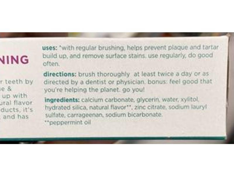 Tom's Of Maine Antiplaque & Whitening Toothpaste, Fluoride-Free, Peppermint, 1 oz/28 g
