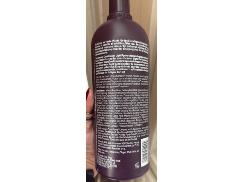 Aveda Invati Ultra Advanced Thickening Conditioner, Light, 33.8 fl oz/1 L