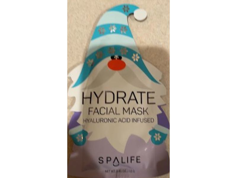 SpaLife Hydrate Facial Mask, Hyaluronic Acid, 0.81 oz/2.3 g