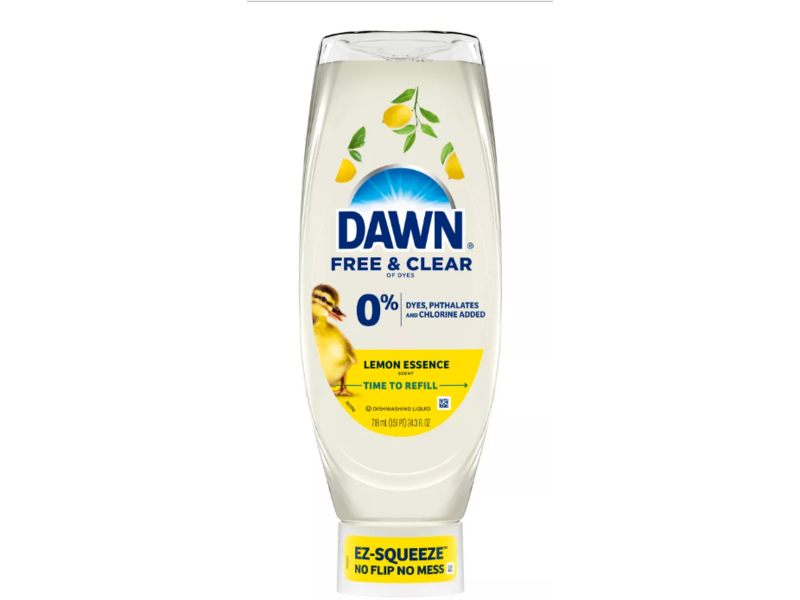 Dawn Free & Clear Dish Soap Liquid, Lemon Essence, 24.3 fl oz/718 mL, Pack Of 3