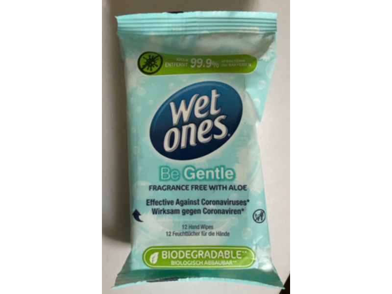 Wet Ones Be Gentle Hand Wipes, Aloe, 12 Count