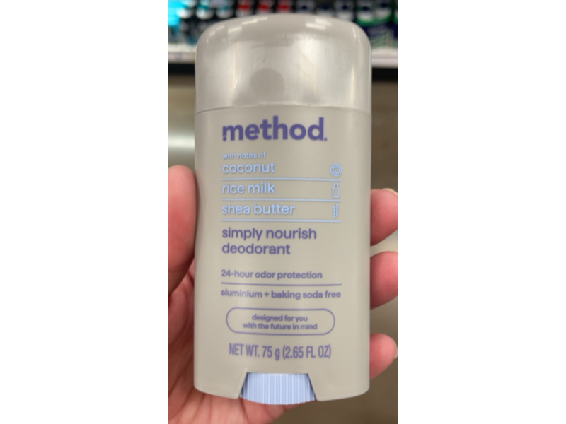 Method Simply Nourish Deodorant, Coconut + Rice Milk & Shea Butter, 2.65 fl oz/75 g