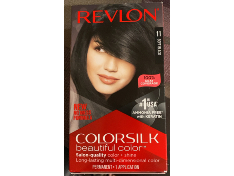 Revlon Colorsilk Beautiful Color Permanent Hair Color, 011 Soft Black, 1 Application