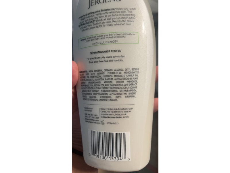 Jergens Refreshing Moisturizer, Cucumber & Aloe Vera, 600 mL