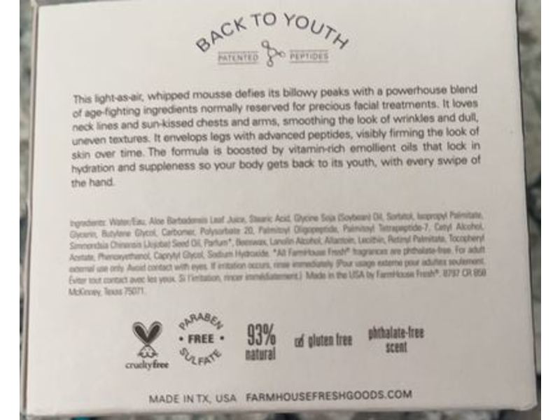 FarmHouse Fresh Back to Youth Ageless Body Mousse, Moon Dip, 8 fl oz/237 mL