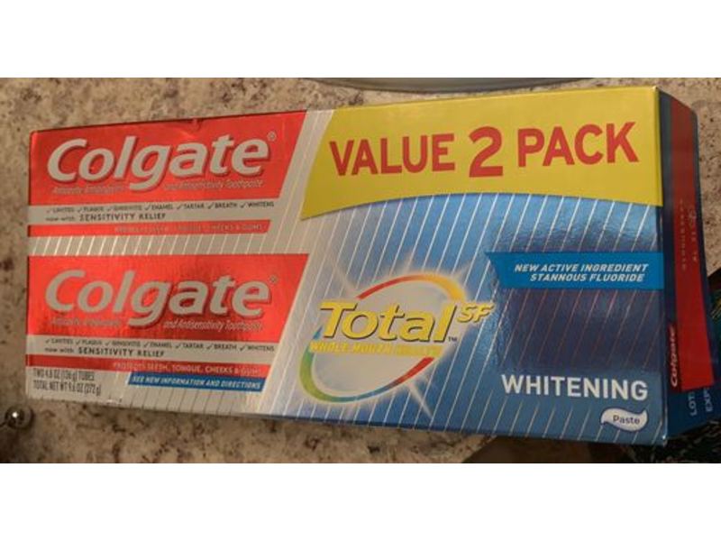 Colgate Total Whitening Toothpaste, 4.8 oz, Pack Of 2