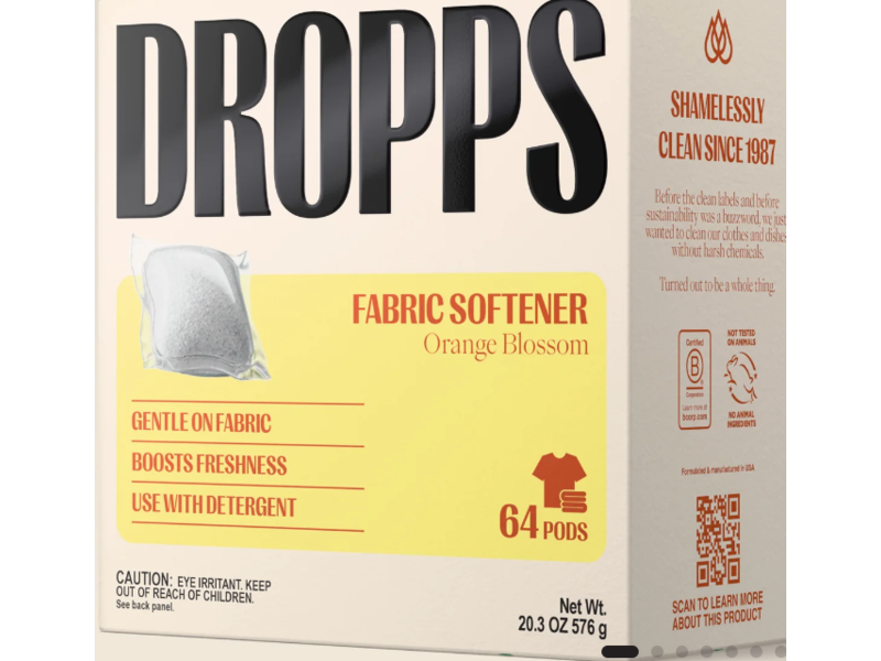 Dropps Fabric Softener, Orange Blossom, 64 Dropps, 20.31 oz/576 g