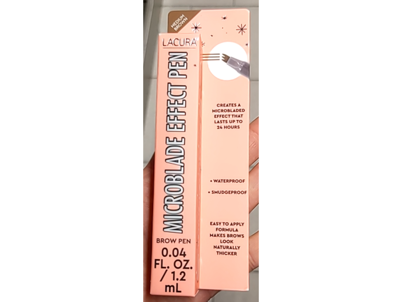 Lacura Microblade Effect Brow Pen, Medium Brown, 0.04 fl oz/1.2 mL