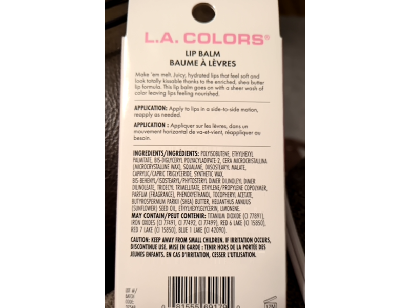 L.A. Colors Shea Butter Lip Balm, Sheer Black Cherry, 0.10 oz/2.8 g