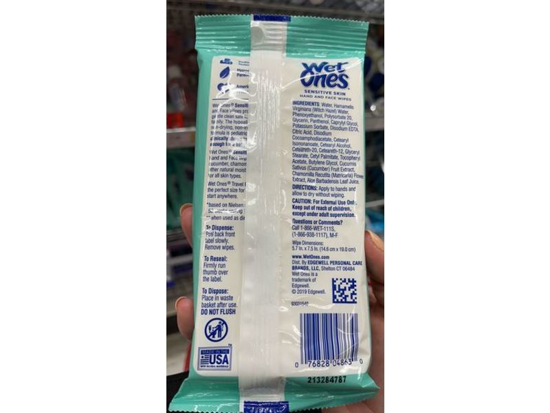 Wet Ones Extra Gentle Hand And Face Wipes, Fragrance Free, Sensitive Skin, 20 Count