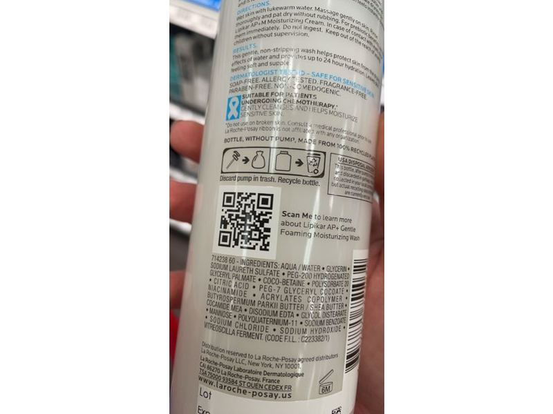 La Roche-Posay Gentle Foaming Moisturizing Face Wash, 13.52 fl oz/400 mL