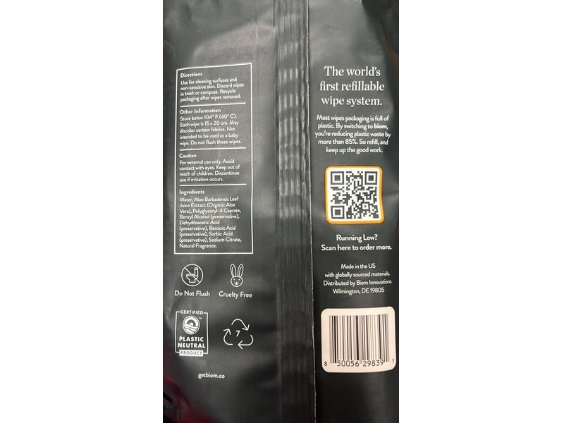 Biom All-Purpose Refill Compostable Wipes, Neroli Dream, 60 Count