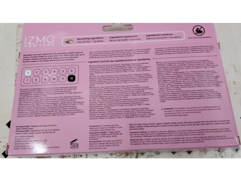 Izme 12 Color Eyeshadow Palette, Pretty Pink, 0.42 oz/12 g