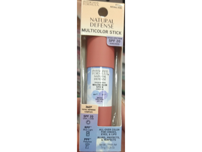 Physicians Formula Natural Triple Defense Multicolor Stick, Natural Rose, SPF 20, 0.26 oz/7.4 g