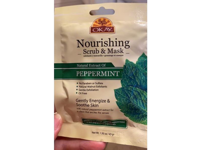Okay Nourishing Scrub & Mask, Peppermint, 1.50 oz/43 g