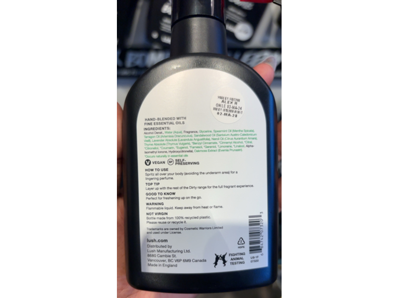 Lush DIRTY Body Spray, 6.7 fl oz/200 mL