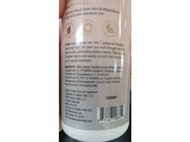 Calista Embellish Texturizing Foam, 7 oz/207 mL