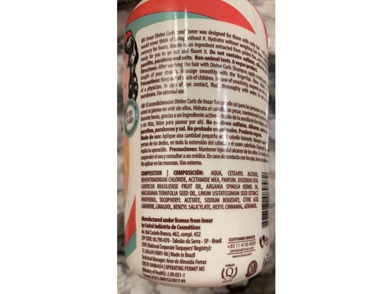 Inoar Divine Curls Conditioner, 8.4 fl oz/250 mL