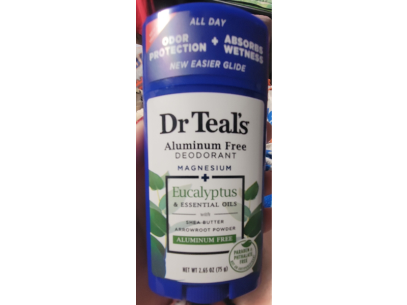 Dr Teals Deodorant, Magnesium + Eucalyptus, 2.65 oz/75 g