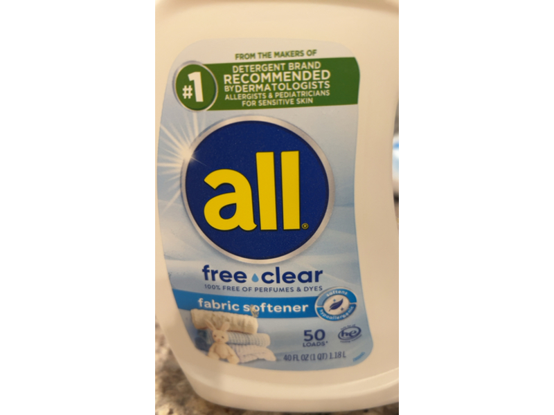 All Fabric Softener, Free & Clear, 50 Loads, 40 fl oz/1.18 L