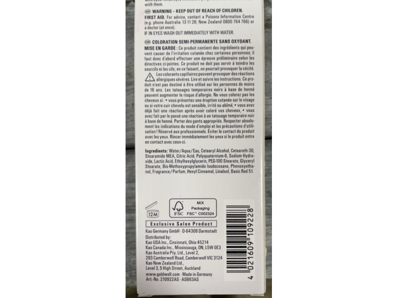 Goldwell Semi Permanent Hair Colour, Elumen Play Red, 4 fl oz/120 mL