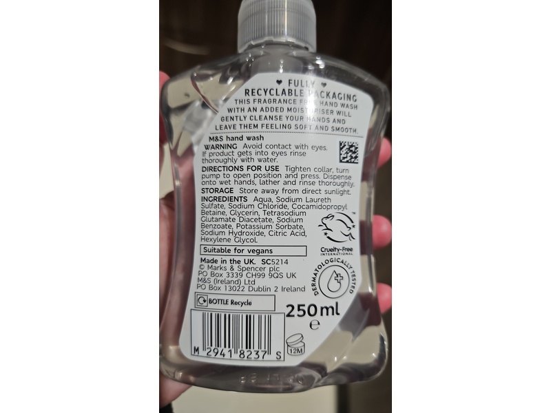 M&S Hand Wash, Sensitive, 250 mL