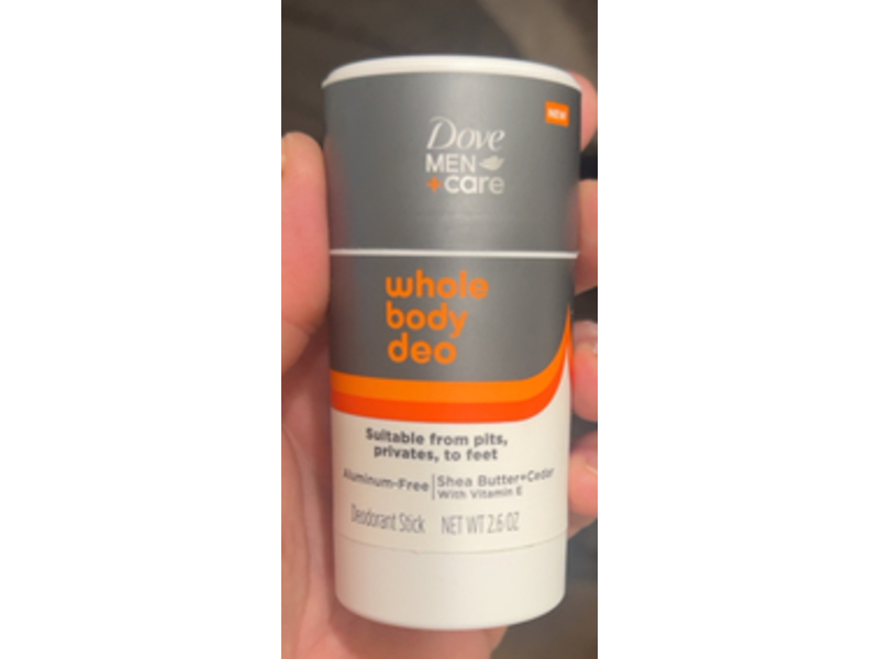 Dove Men+Care Whole Body Deo Aluminum-Free Deodorant Stick, Shea Butter + Cedar & Vitamin E, 2.6 oz