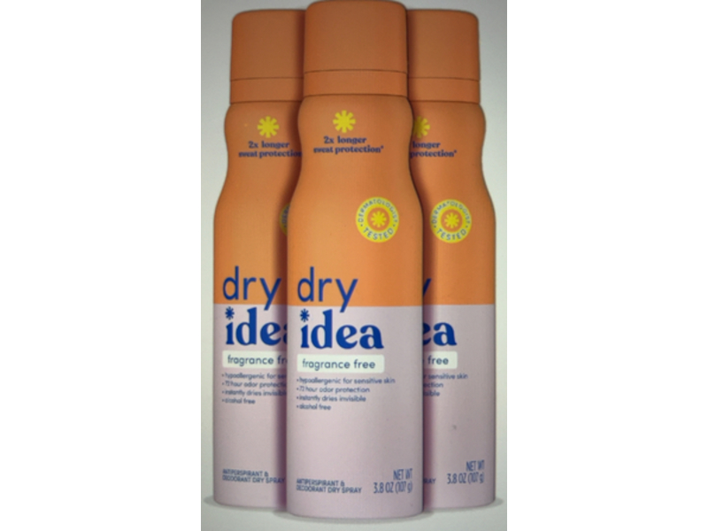 Dry Idea Antiperspirant & Deodorant Dry Spray, 3.8 oz/107 g, Pack Of 3