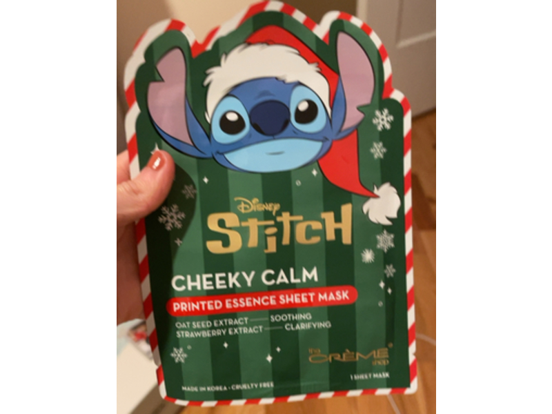 The Creme Shop Stitch Cheeky Calm Printed Essence Sheet Mask, Oat Seed Extract + Strawberry Extract, 1 Count