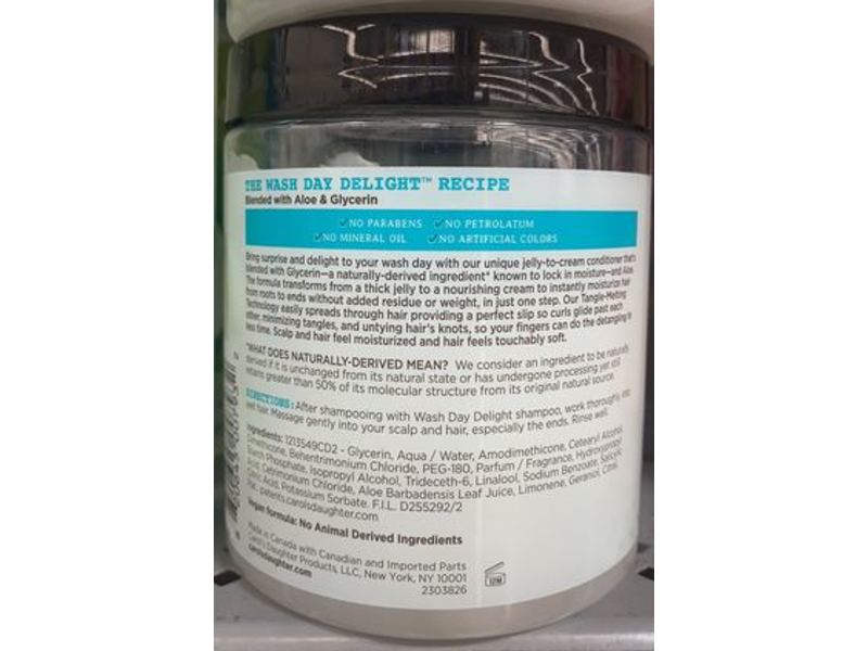 Carol's Daughter Wash Day Delight Cream Detangler Jelly-To-Cream Conditioner, Aloe & Glycerin, 20.0 oz/567 g
