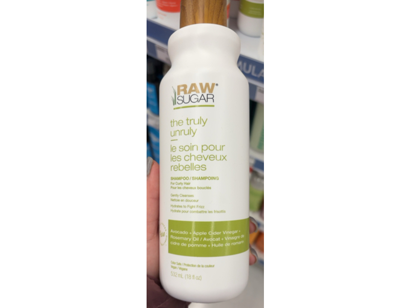 Raw Sugar The Truly Unruly Shampoo, Avocado + Apple Cider Vinegar + Rosemary Oil, 18 fl oz/532 mL
