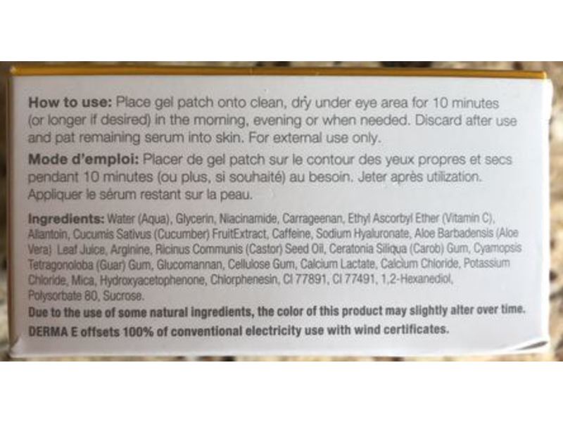 Derma E Vitamin C Bright Eyes Hydro Gel Patches, 3 oz/85 g