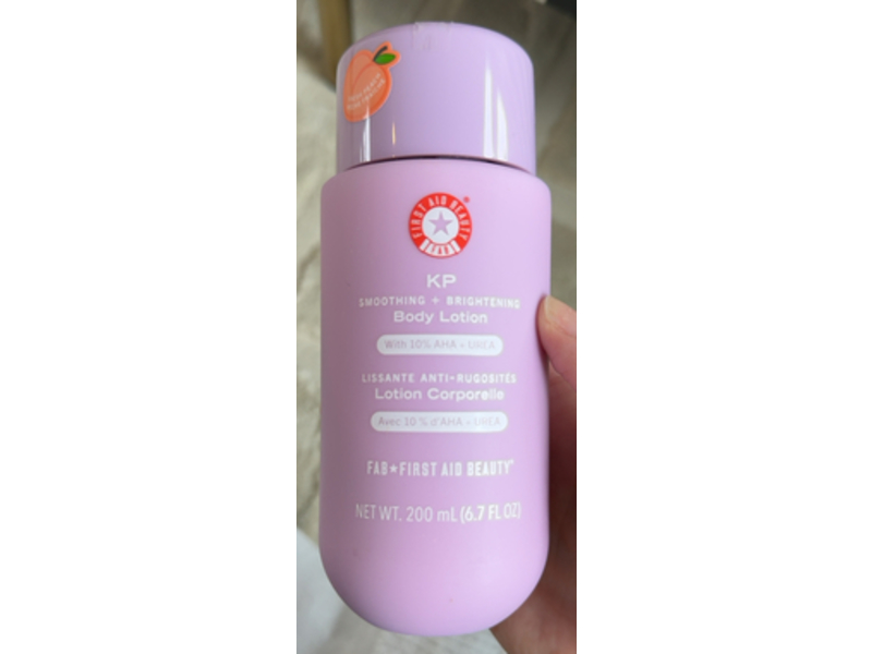 First Aid Beauty Smoothing + Brightening Body Lotion, Fresh Peach, 6.7 fl oz/200 mL