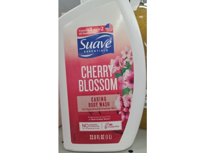 Suave Caring Body Wash, Cherry Blossom, 33.8 fl oz/1 L