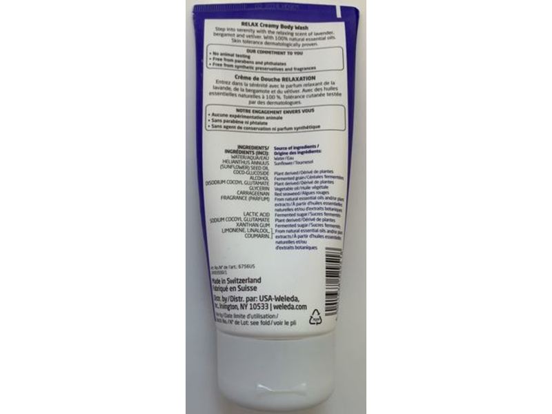 Weleda Relax Creamy Body Wash, Lavender + Bergamot + Vetiver Extracts, 6.8 fl oz/200 mL