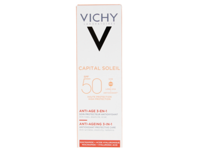 Vichy Laboratories 3 In 1 Anti Aging Care, Niacinamide + Hyaluronic, SPF 50, 50 mL
