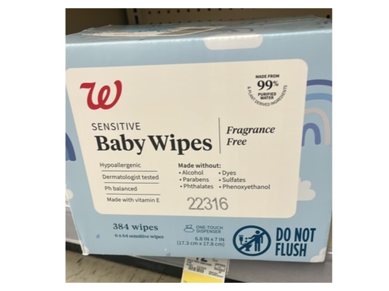 Walgreens Sensitive Baby Wipes, 384 Count