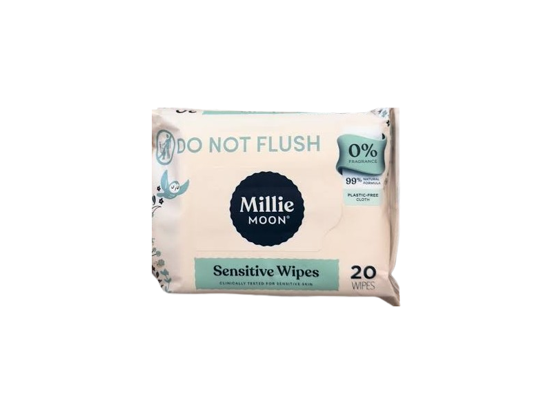 Millie Moon Sensitive Wipes, 20 Count