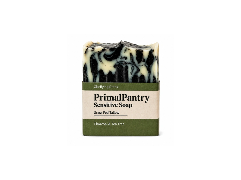 PrimalPantry Clarifying Detox Sensitive Soap, Charcoal & Tea Tree, 110 g