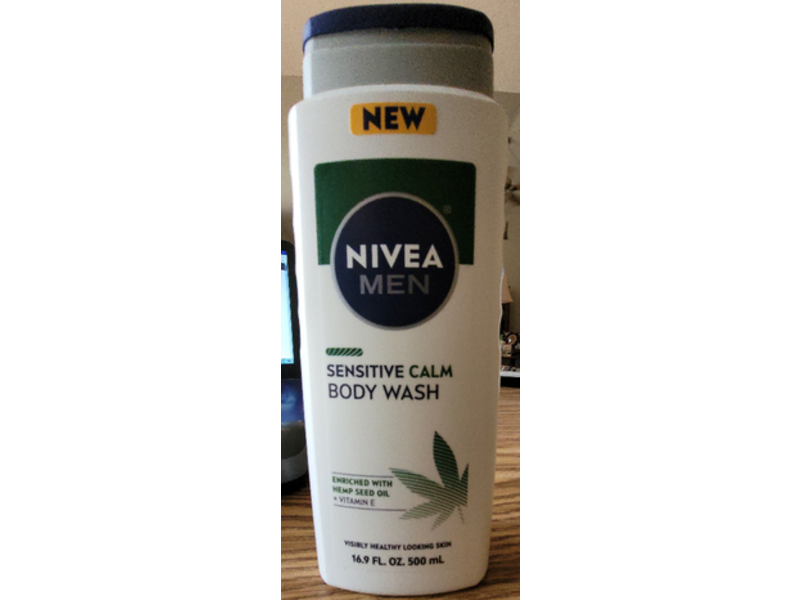 Nivea Men Sensitive Calm Body Wash, Hemp Seed Oil, 16.9 fl oz/500 mL, Pack Of 3
