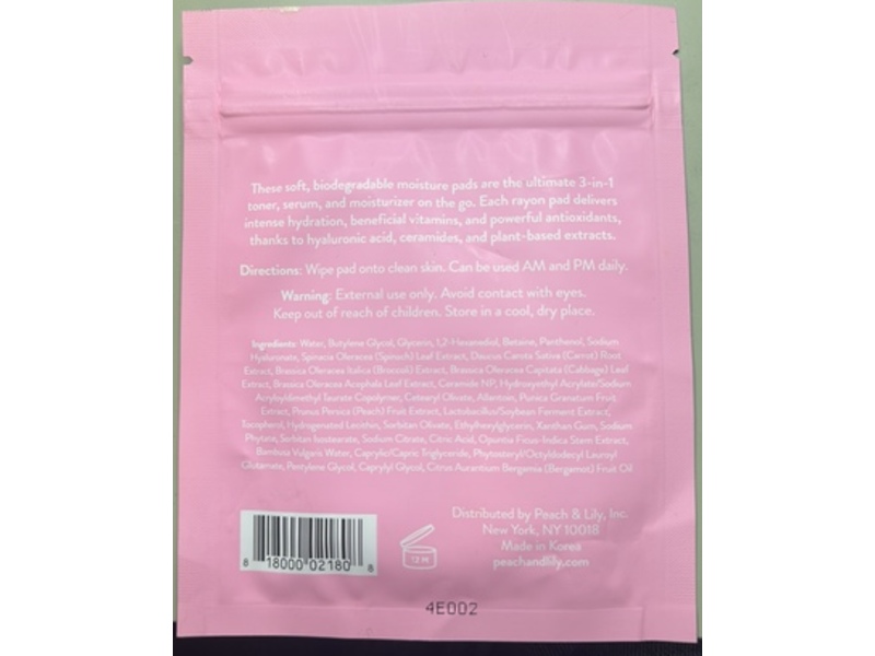 Peach & lily Lazy Day All In One Moisture Pads, 0.51 fl oz/15 mL, 6 Count