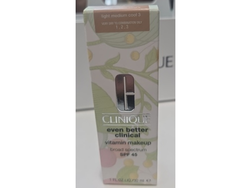 Clinique Even Better Clinical Vitamin Makeup, SPF 45, Light Medium Cool 3, 1 fl oz/30 mL
