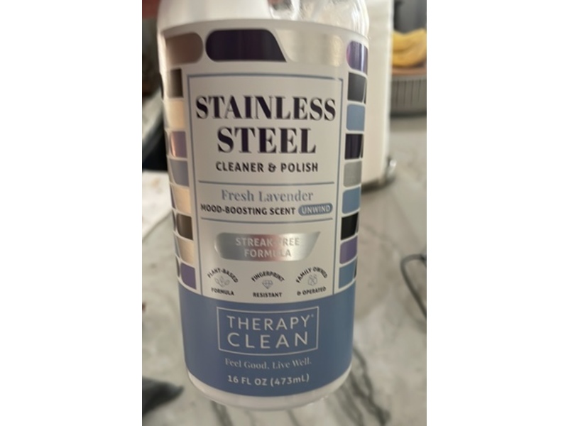 Therapy Clean Stainless Steel Cleaner & Polish, Fresh Lavender, 16 fl oz/473 mL