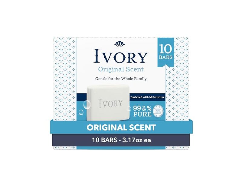 Ivory Gentle Bar Soap, Original Scent, 3.17 oz/90 g, 10 Count